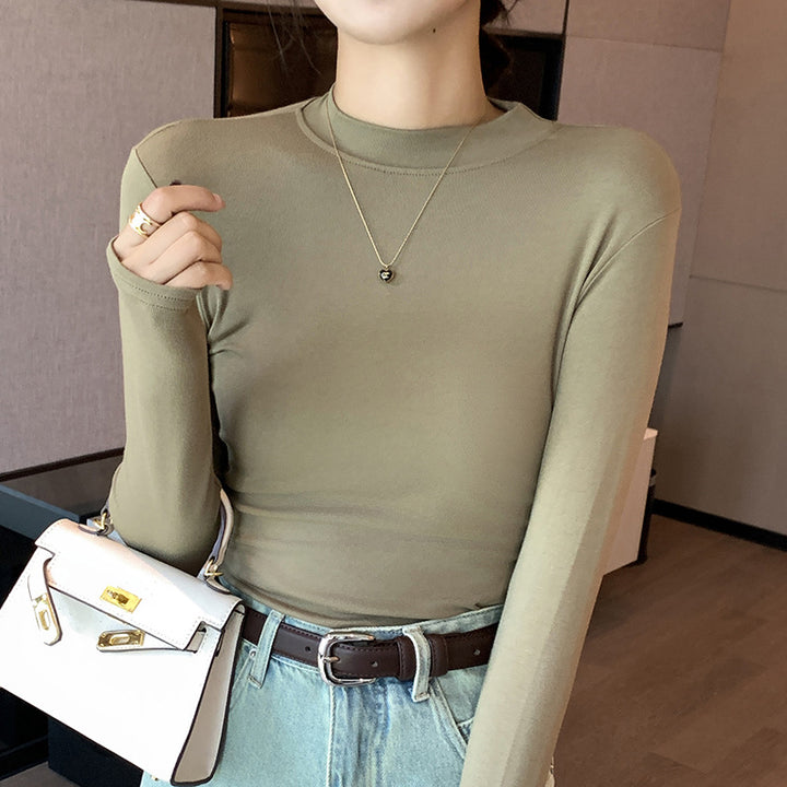 Damen Elegantes Langarmshirt mit hochgeschlossenem Ausschnitt Drune