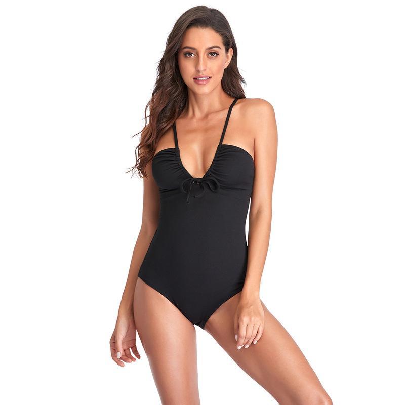Damen Eleganter Einteiler Badeanzug mit verspieltem Knoten-Detail Drune