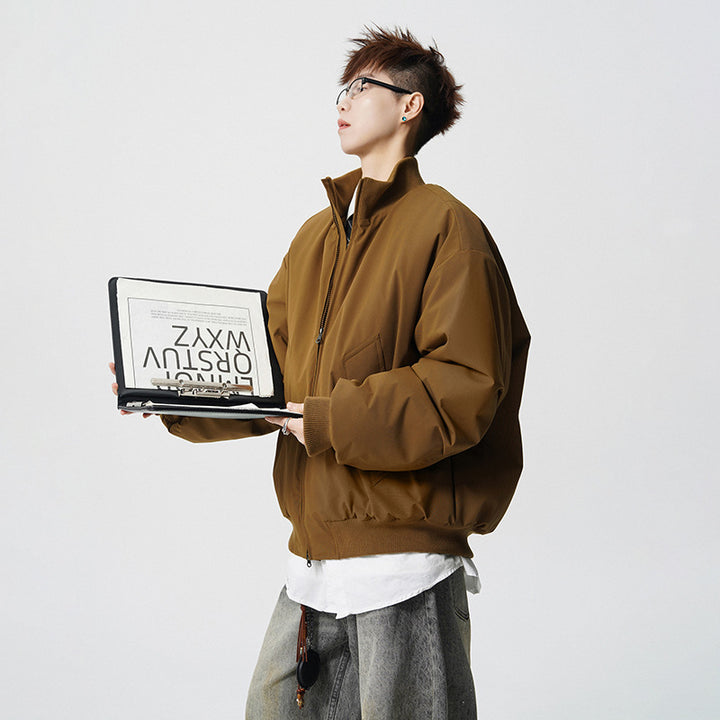Herren Oversized Bomberjacke mit wattierter Füllung und geripptem Saum Drune