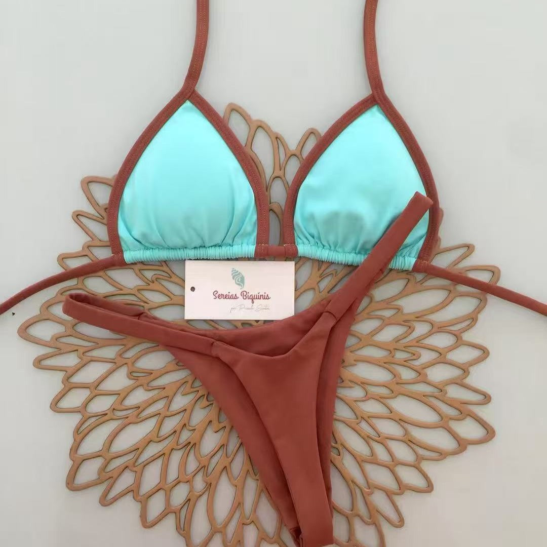 Damen Triangel-Bikini mit frischem Melonenmuster Drune