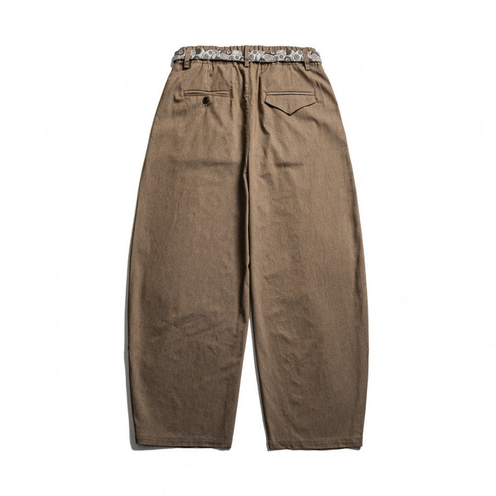 Herren Weite Highwaist Plissée-Hose mit elastischem Bund und bedrucktem Tunnelzug Drune
