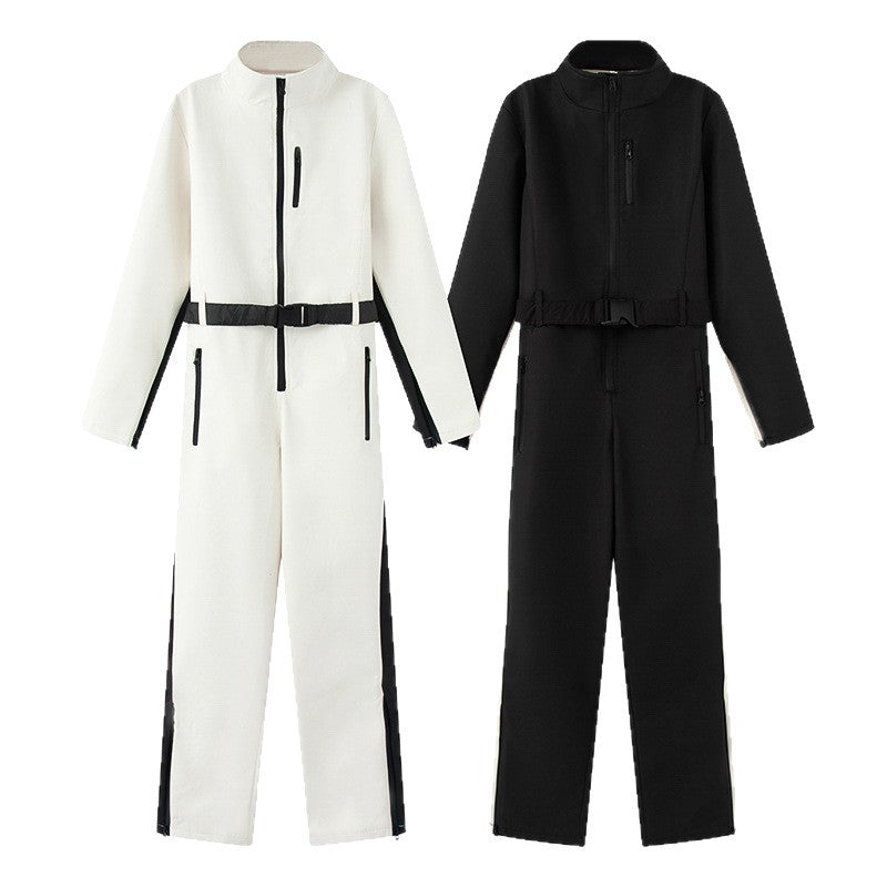 Damen Funktionaler Utility-Overall mit Reißverschlüssen und Taillengürtel Drune