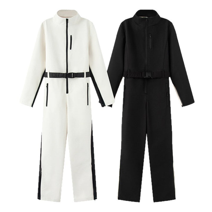 Damen Funktionaler Utility-Overall mit Reißverschlüssen und Taillengürtel Drune