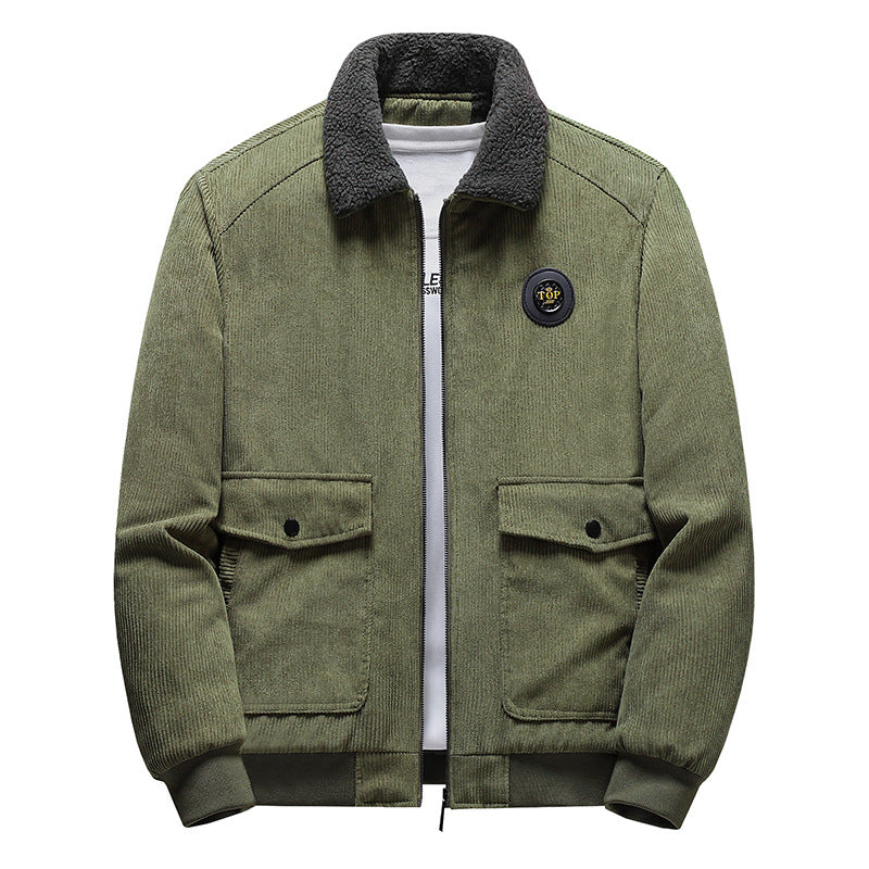 Herren Lässige Cordjacke mit Teddykragen Drune