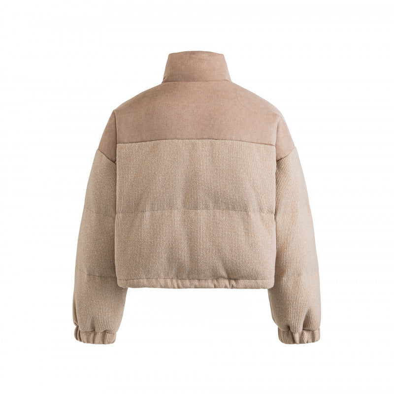 Damen Kurze gesteppte Stehkragenjacke mit Kordelzug, Waffelstruktur und Boxy‑Silhouette Drune
