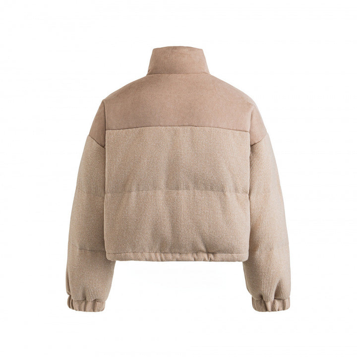 Damen Kurze gesteppte Stehkragenjacke mit Kordelzug, Waffelstruktur und Boxy‑Silhouette Drune
