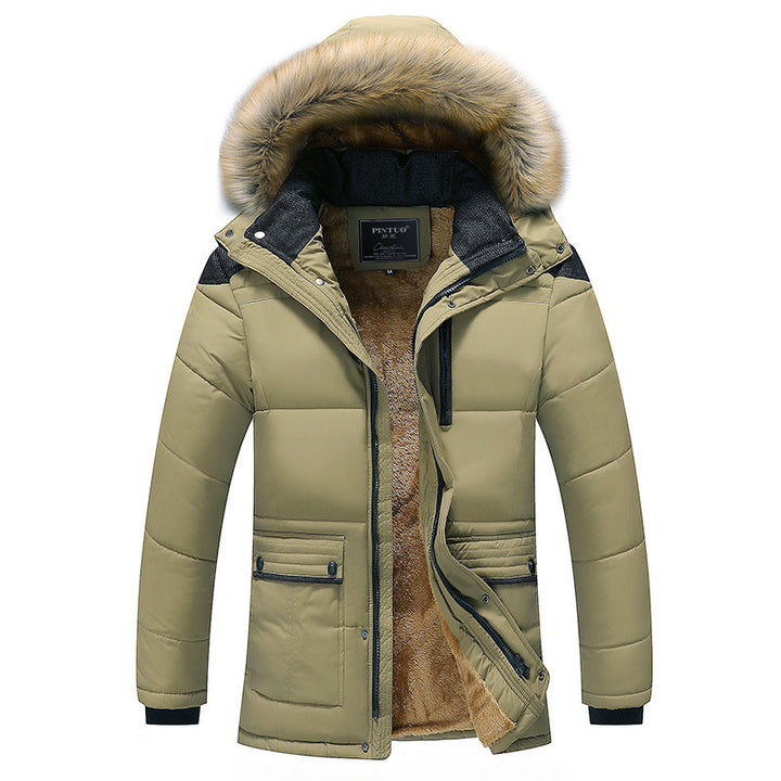 Herren Wattierter Parka mit abnehmbarer Kunstfellblende, Teddyfutter und Windschutz Drune