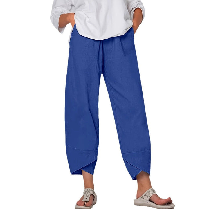Damen weite Sommerhose mit eleganten Schnittdetails und elastischem Bund Drune
