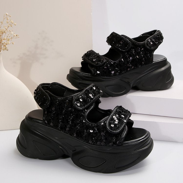 Damen Plateau-Sandalen mit verziertem Riemen und komfortabler Sohle Drune