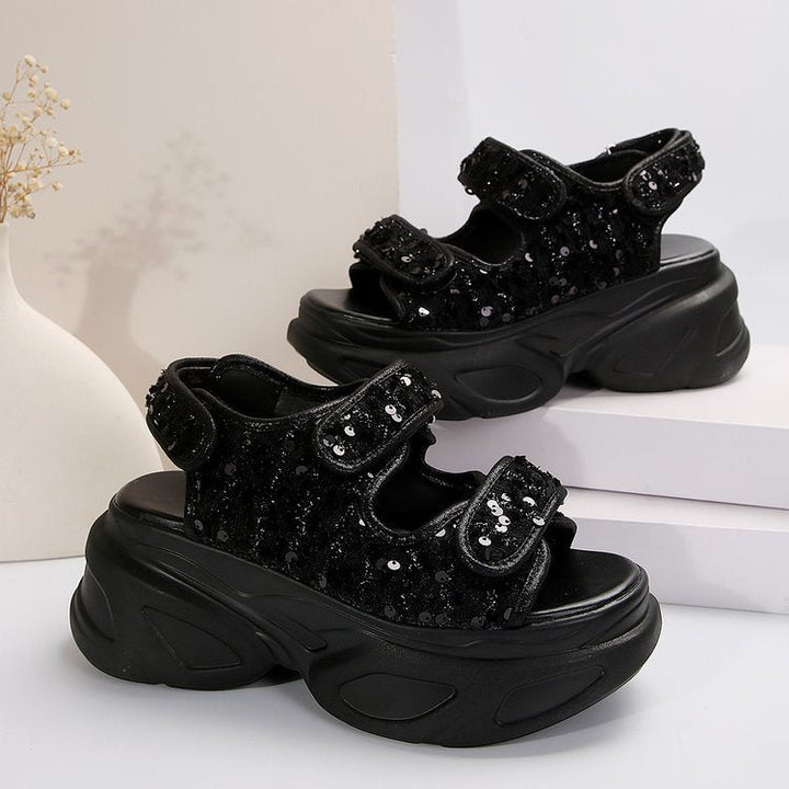 Damen Plateau-Sandalen mit verziertem Riemen und komfortabler Sohle Drune