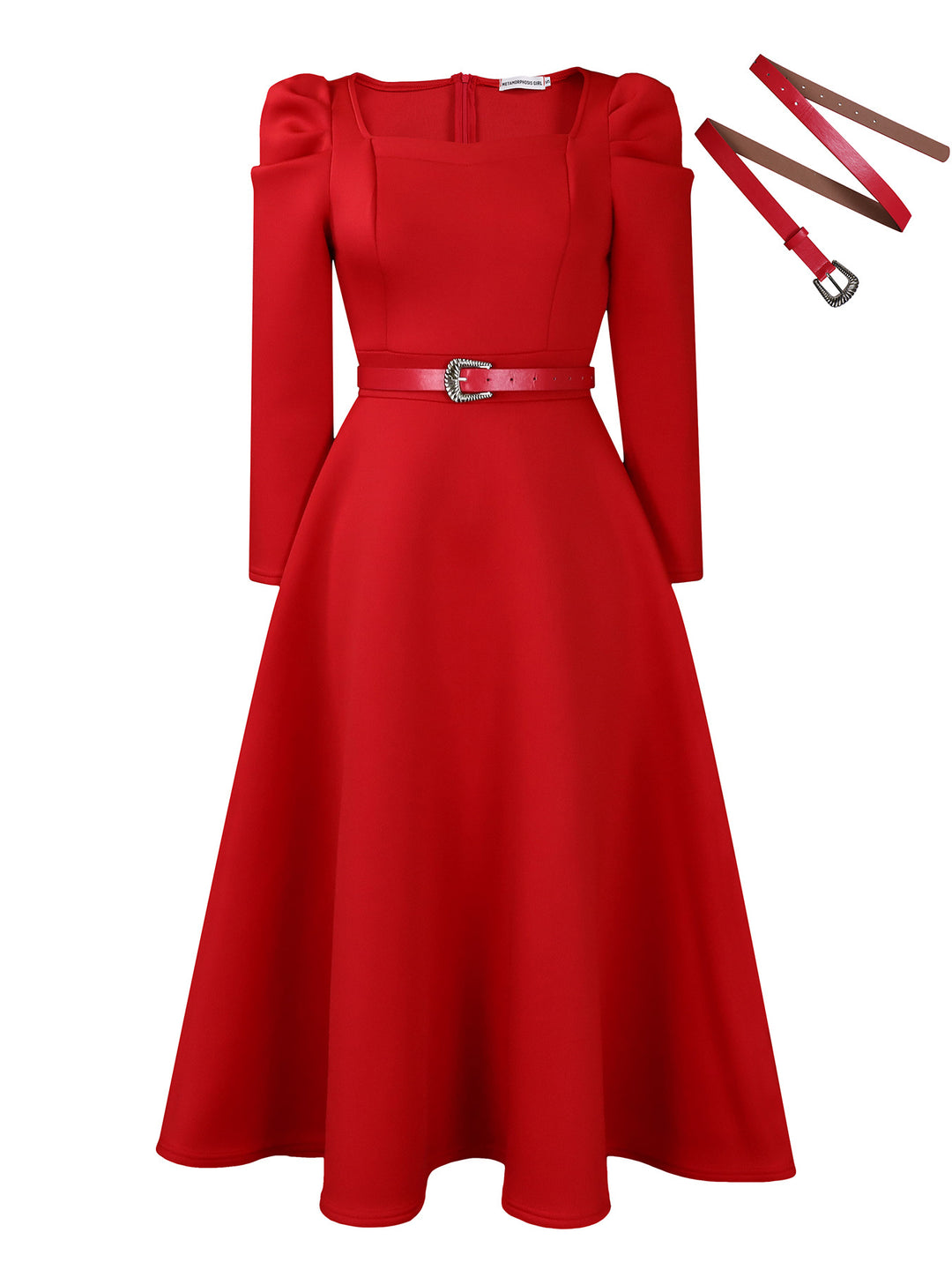 Damen Maxikleid mit elegantem Square-Ausschnitt und strukturierter Taillierung Drune