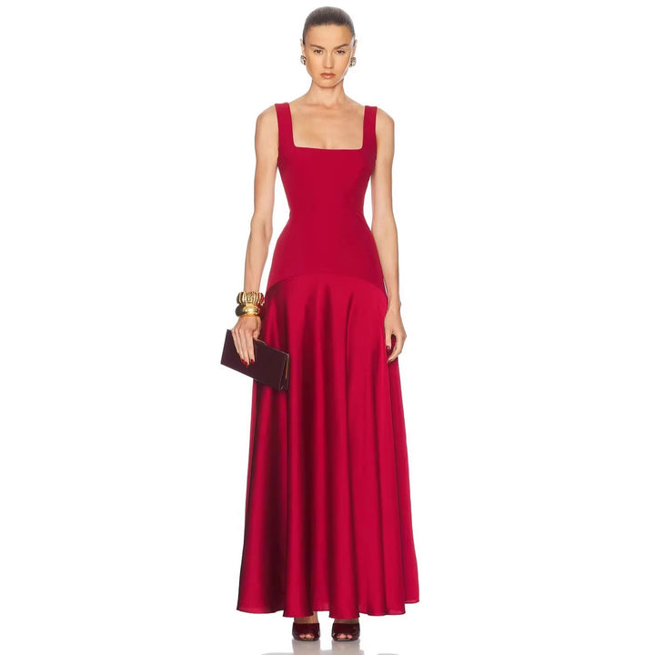 Damen Elegantes Maxikleid mit A-Linien-Silhouette und schmalen Trägern Drune