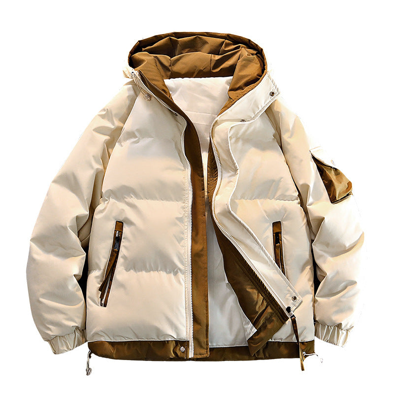 Men's  oversized insulated hooded puffer jacket with contrast lining and drawcord hem Drune