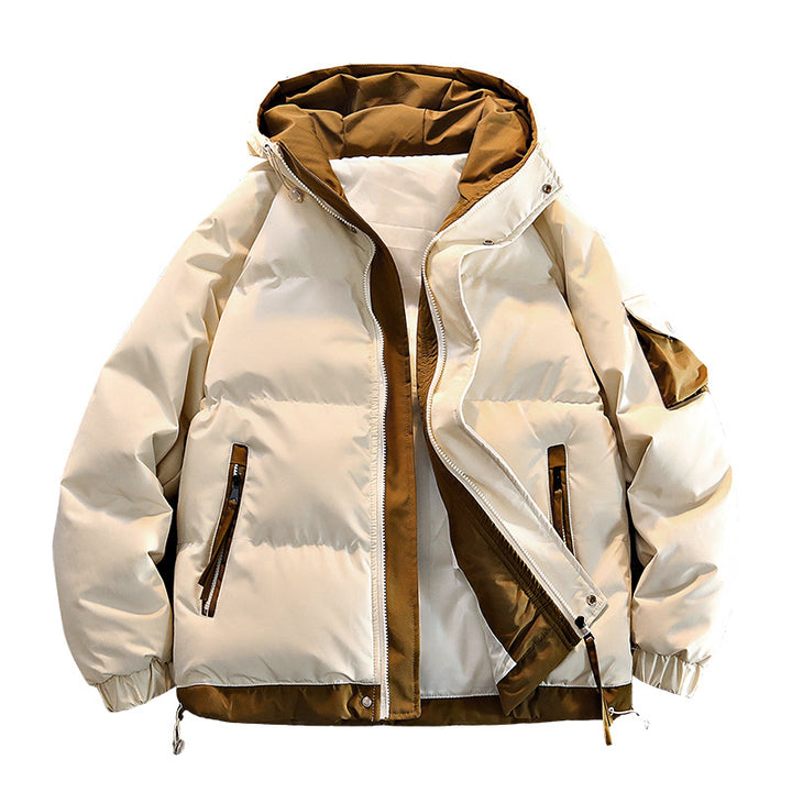Men's  oversized insulated hooded puffer jacket with contrast lining and drawcord hem Drune