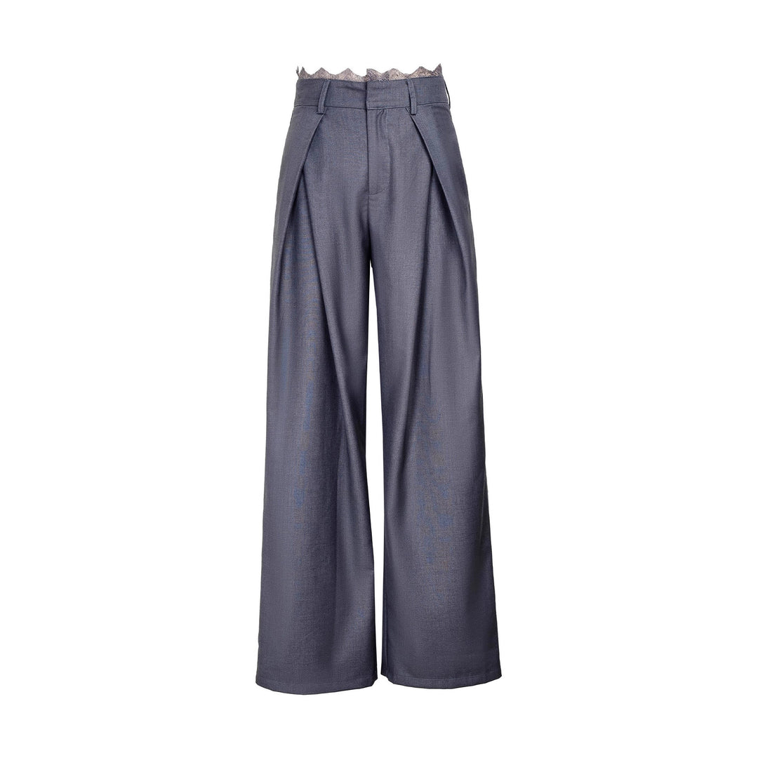 Damen Stylische High-Waist-Hose mit dekorativem Bund Drune
