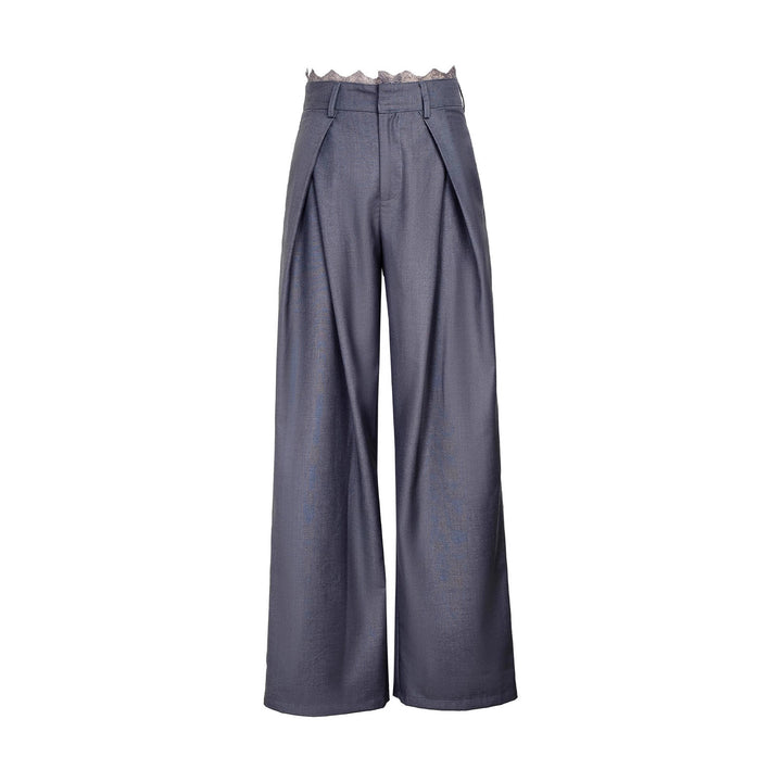 Damen Stylische High-Waist-Hose mit dekorativem Bund Drune
