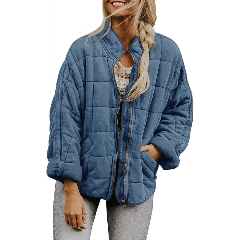 Damen Steppjacke im Oversized Schnitt mit Stehkragen und verdecktem Reißverschluss Drune