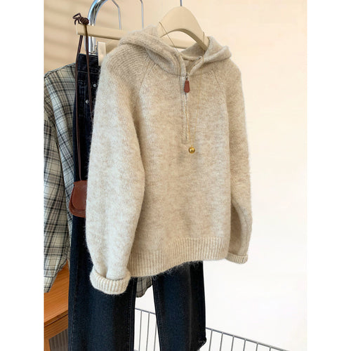 Damen Kuscheliger Hoodie mit halbem Reißverschluss und Kängurutasche Drune