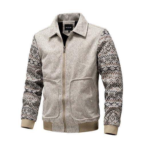 Herren Strick-Blousonjacke mit Reißverschluss, geripptem Saum & Norwegerärmeln Drune