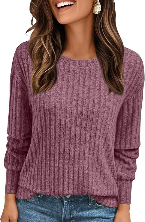 Damen Strukturiertes Rippstrick-Sweatshirt mit Chenille-Optik und lockerer Passform Drune