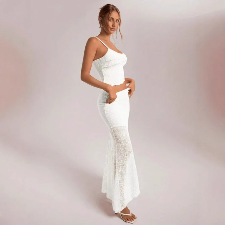 Damen Spitzen Set mit Rüschendetails Drune