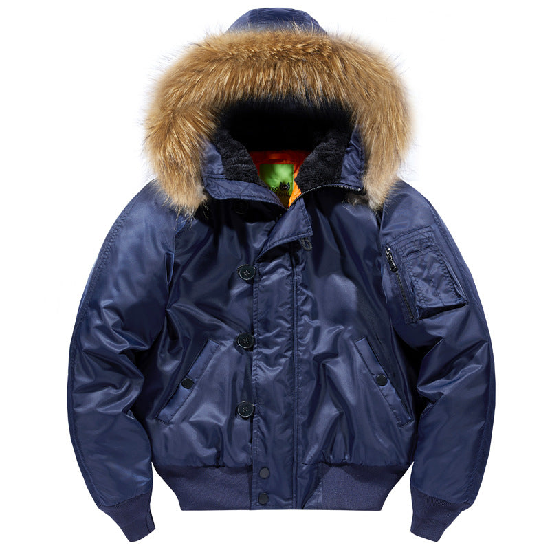 Herren  isolierte Bomberjacke mit Fleece-gefütterter Kapuze, Kragen und Ärmeltasche Drune