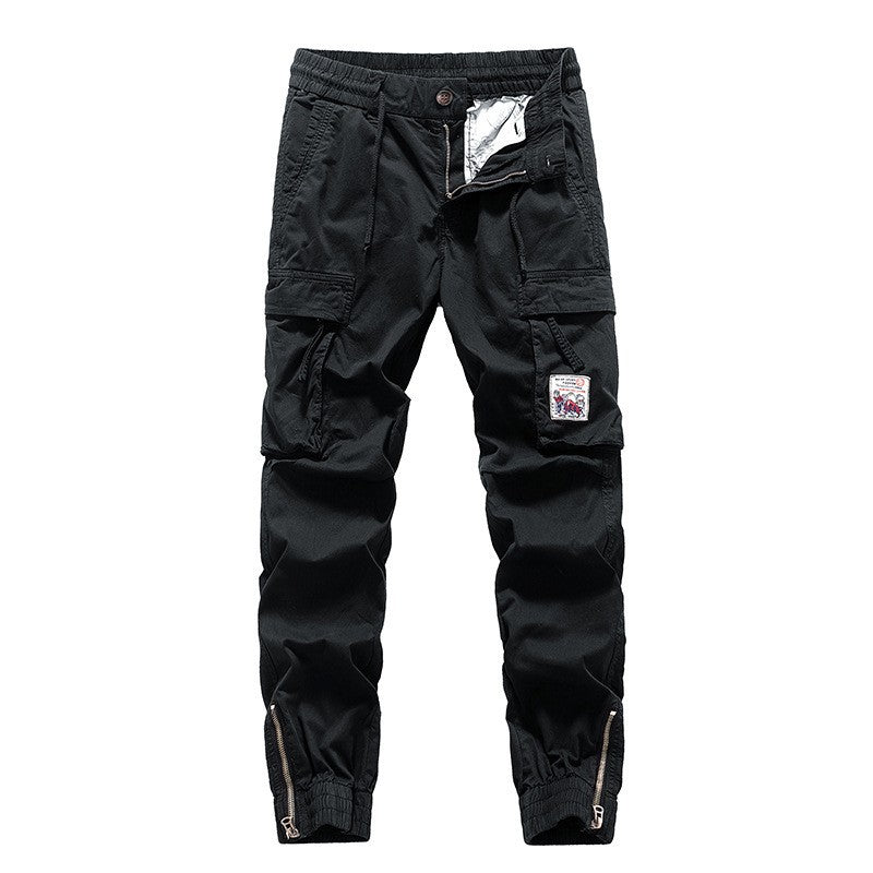 Herren Cargo-Jogger mit Zip-Knöchel, elastischem Bund, Multifach-Utility-Taschen und Vintage-Patch Drune
