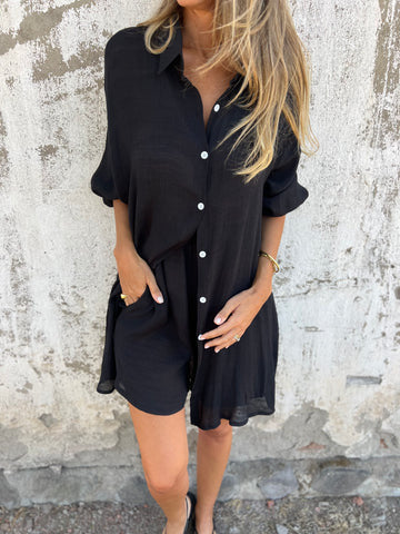Damen Langärmlige Hemdbluse im Oversize-Stil mit Knopfleiste Drune
