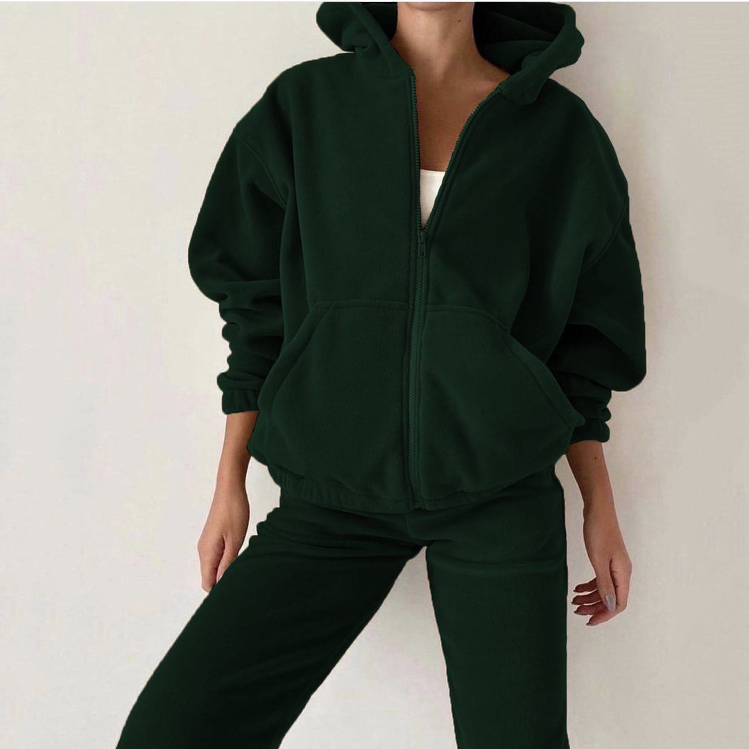 Damen oversized Hoodie mit Kängurutasche und Cargo-Jogginghose Set Drune