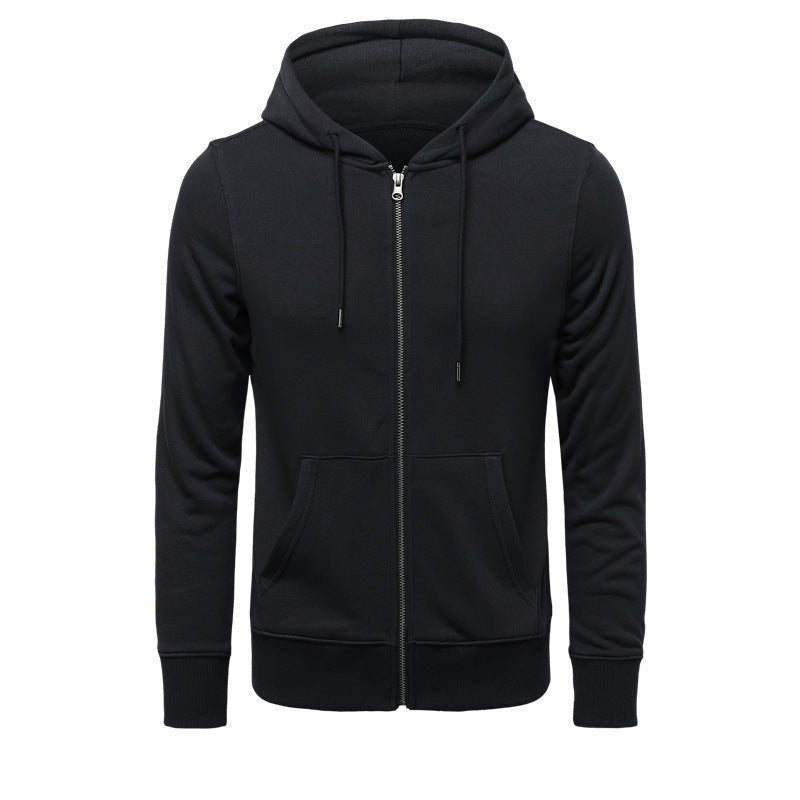 Herren nan schmal geschnittener Zip-Hoodie mit Metall-Reißverschluss, doppellagiger Kapuze und Kängurutasche Drune