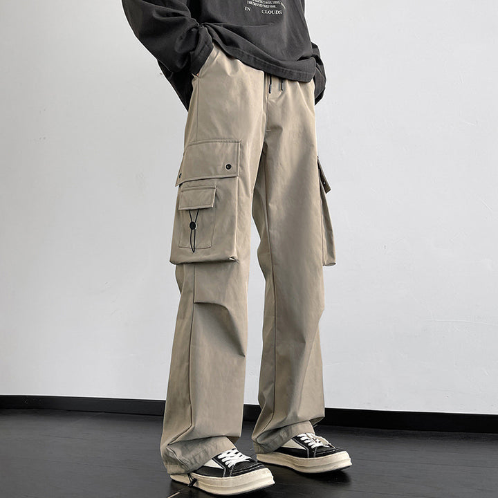 Herren Cargo-Freizeithose mit weitem Bein, Multitaschen und Tunnelzug Drune