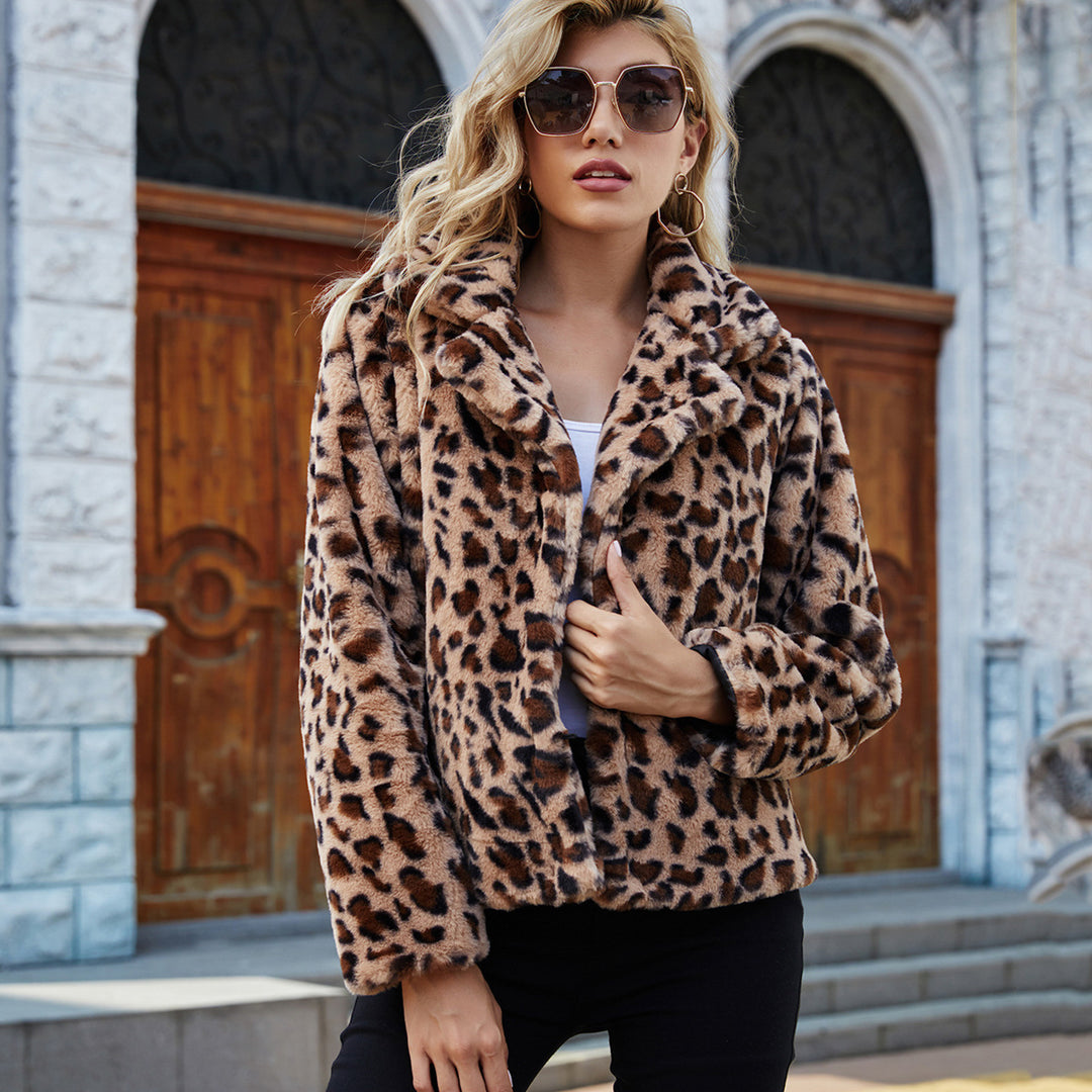 Damen Kuschelige Leopardenfelljacke Drune