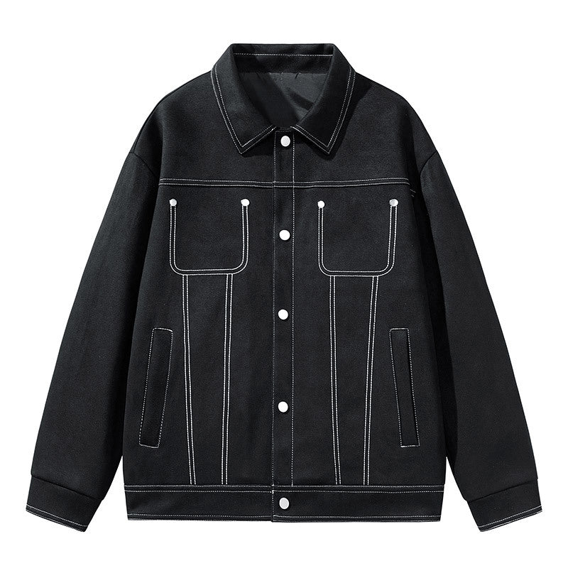 Herren Modische Wildlederjacke mit praktischen Taschen Drune