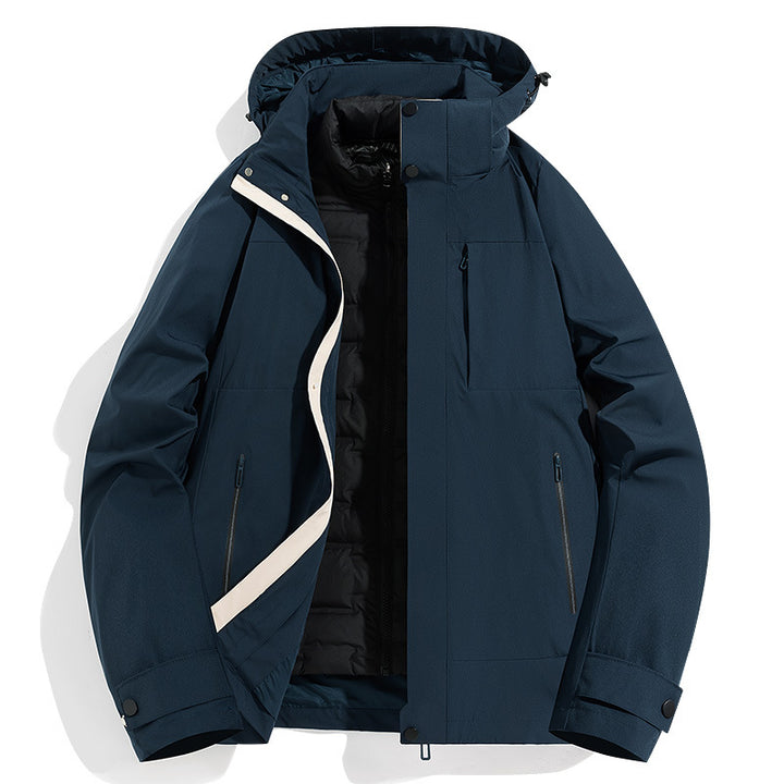 Herren Wind- und Thermoparka mit abnehmbarer Steppinnenjacke und Kapuze Drune