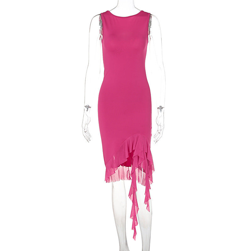Damen Elegantes Kleid mit Rüschendetails und figurbetontem Schnitt Drune