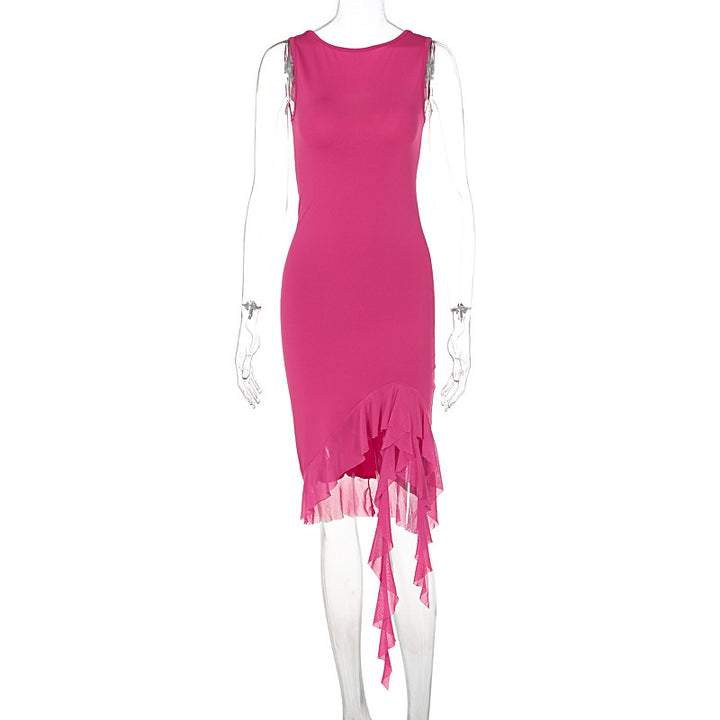 Damen Elegantes Kleid mit Rüschendetails und figurbetontem Schnitt Drune