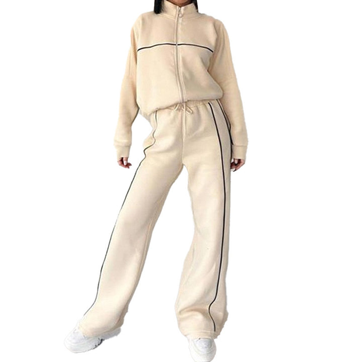 Damen sportliches Set mit hohem Kragen und weitem Bein Drune