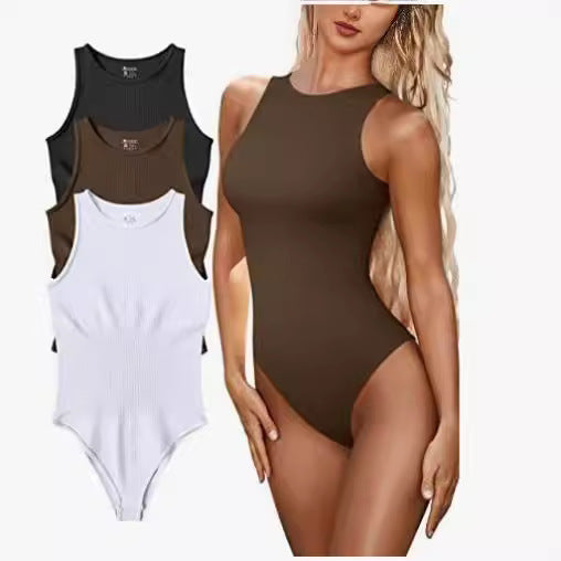 Damen nahtloser Badesuit mit sportlichem Schnitt und rippstrukturiertem Design Drune