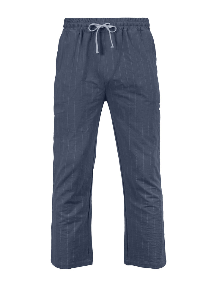 Herren Entspannte Pinstripe-Freizeithose mit elastischem Bund und Kordel Drune