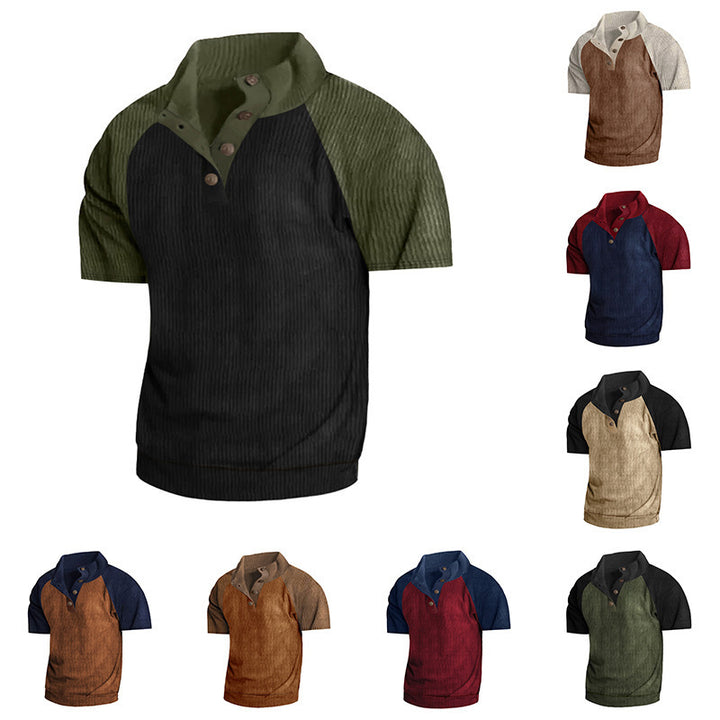 Herren nan Lagenlook-Oberteil mit Velours-Latz und kurzärmeliger Baumwoll-Einlage Drune