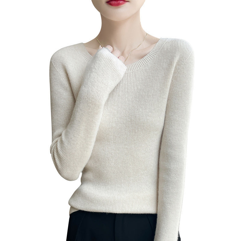 Damen Taillierter Rundhals-Pullover aus fein gerippter Kaschmir‑Optik Drune
