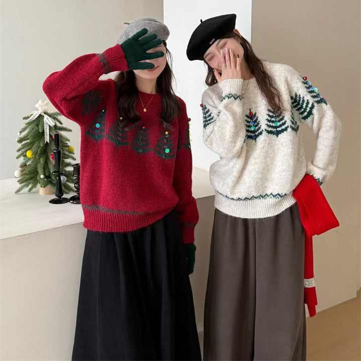 Damen Kuscheliger Pullover mit verspieltem Muster und fröhlichen Applikationen Drune
