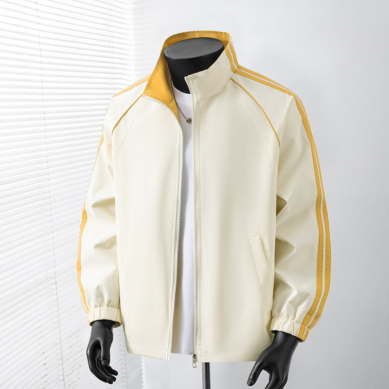 Herren Leichte Track‑Blousonjacke mit Stehkragen und Kontraststreifen Drune
