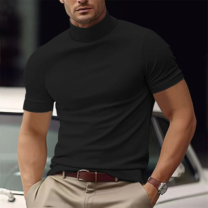 Herren Kurzarm Turtleneck T-Shirt Drune