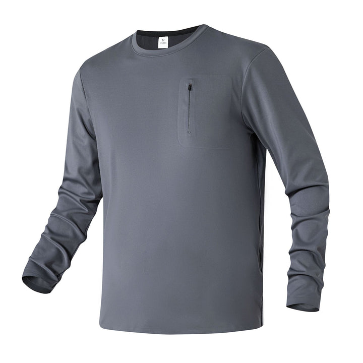 Herren Langarm-Performance-Shirt mit Brust-Reißverschlusstasche Drune