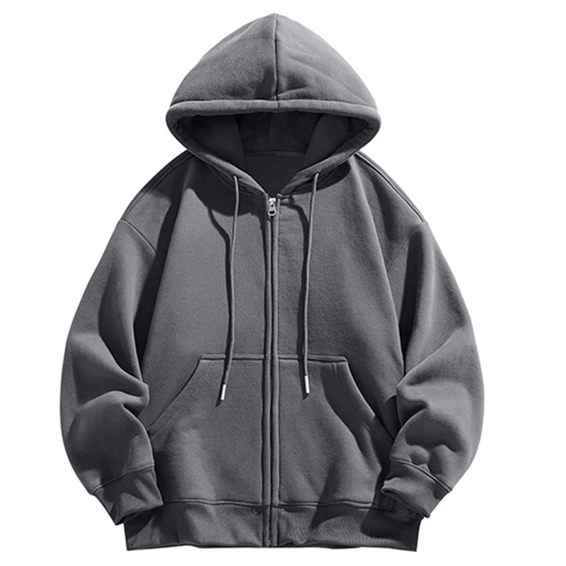Herren Oversize Kapuzen‑Sweatjacke mit durchgehendem Reißverschluss und Kängurutasche Drune