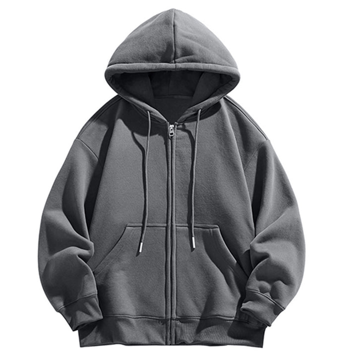 Herren Oversize Kapuzen‑Sweatjacke mit durchgehendem Reißverschluss und Kängurutasche Drune