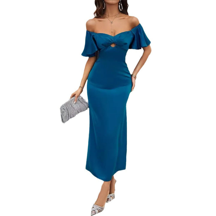 Damen Maxikleid mit schulterfreiem Design und eleganten Rüschendetails Drune