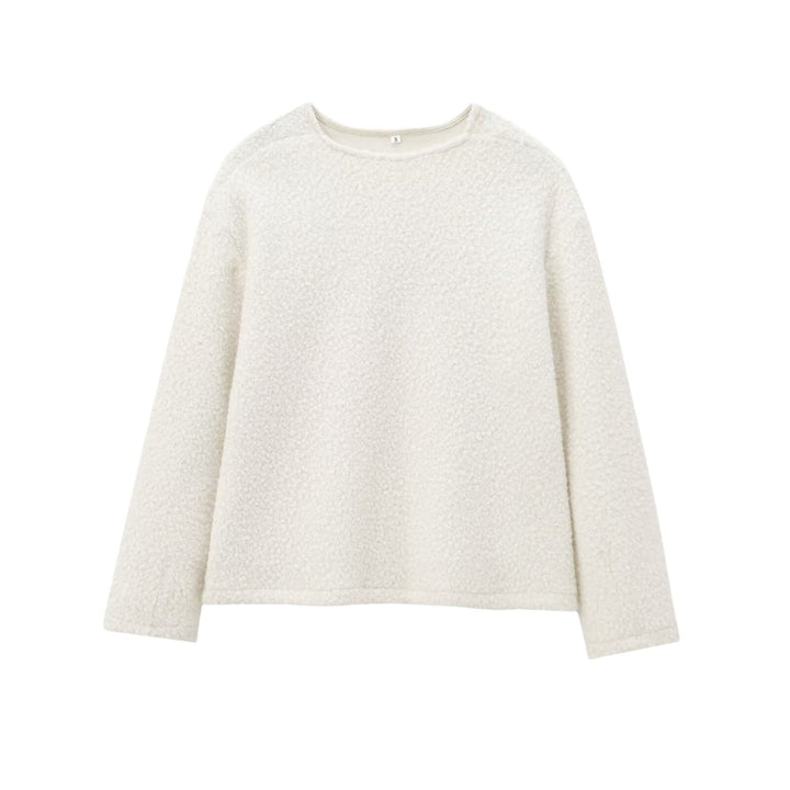Damen Kuscheliger Bouclé-Pullover mit Rundhals und geradem Saum Drune