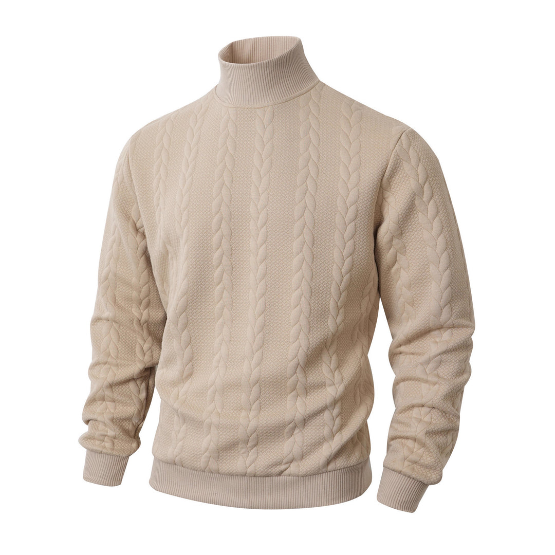 Herren Rollkragenpullover mit Zopfstrickmuster und gerippten Bündchen Drune